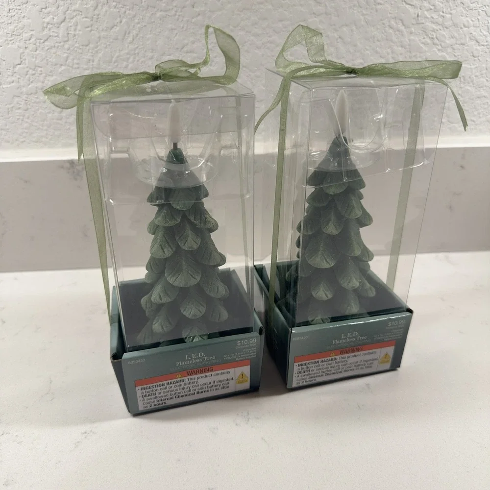 Hobby Lobby LED Flameless Christmas Tree Candles Green Set of 2 - 7in 2026 NEW